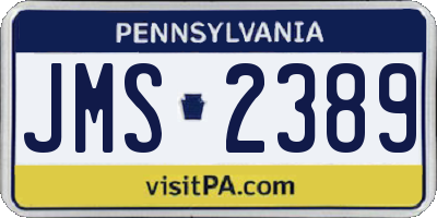PA license plate JMS2389