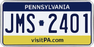 PA license plate JMS2401