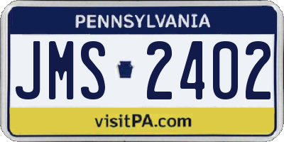 PA license plate JMS2402
