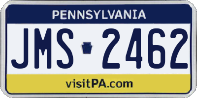 PA license plate JMS2462