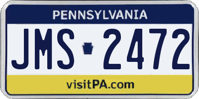 PA license plate JMS2472