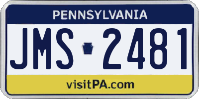 PA license plate JMS2481