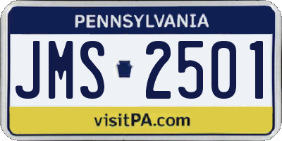 PA license plate JMS2501