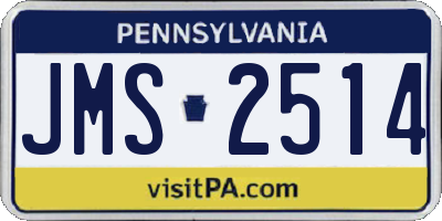 PA license plate JMS2514