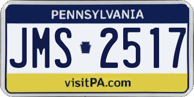 PA license plate JMS2517