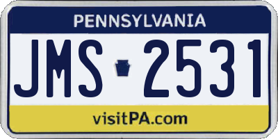 PA license plate JMS2531