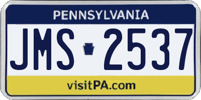 PA license plate JMS2537