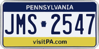 PA license plate JMS2547