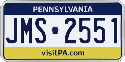 PA license plate JMS2551