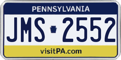 PA license plate JMS2552