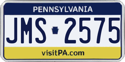 PA license plate JMS2575