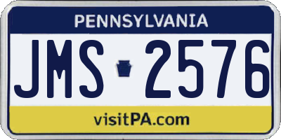 PA license plate JMS2576