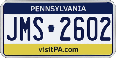 PA license plate JMS2602