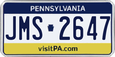 PA license plate JMS2647