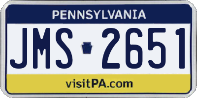 PA license plate JMS2651