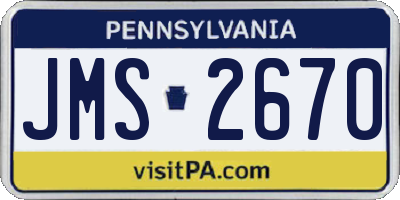 PA license plate JMS2670