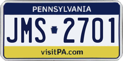 PA license plate JMS2701