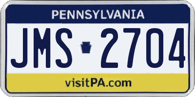 PA license plate JMS2704