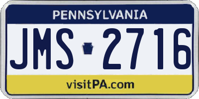 PA license plate JMS2716
