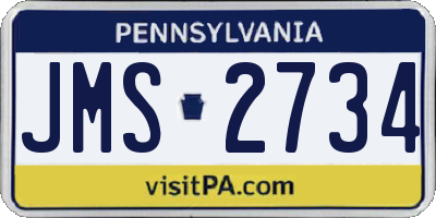 PA license plate JMS2734