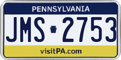 PA license plate JMS2753
