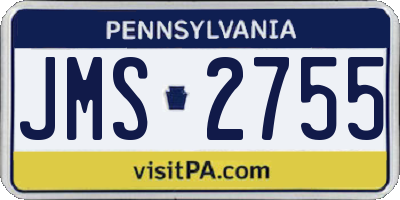 PA license plate JMS2755