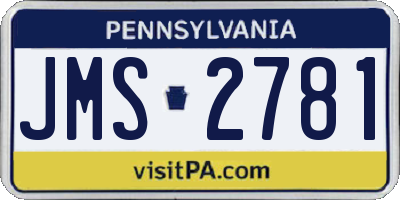 PA license plate JMS2781