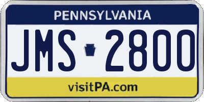PA license plate JMS2800