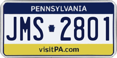 PA license plate JMS2801