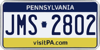 PA license plate JMS2802