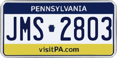 PA license plate JMS2803