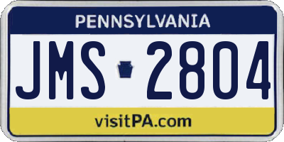 PA license plate JMS2804