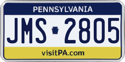 PA license plate JMS2805