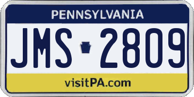 PA license plate JMS2809