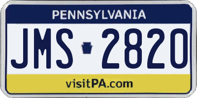 PA license plate JMS2820
