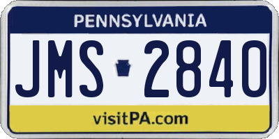PA license plate JMS2840
