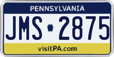 PA license plate JMS2875