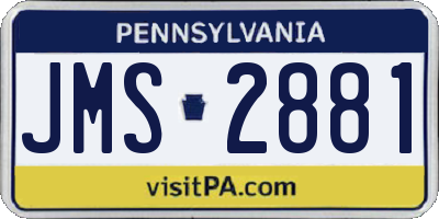 PA license plate JMS2881