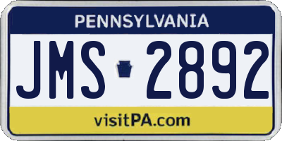 PA license plate JMS2892