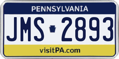 PA license plate JMS2893