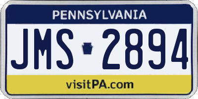 PA license plate JMS2894