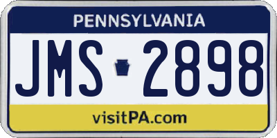 PA license plate JMS2898