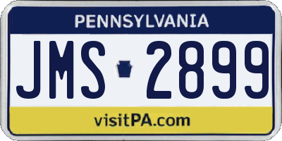 PA license plate JMS2899