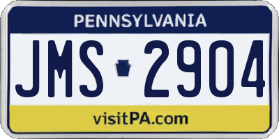 PA license plate JMS2904