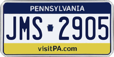 PA license plate JMS2905