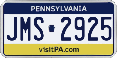 PA license plate JMS2925