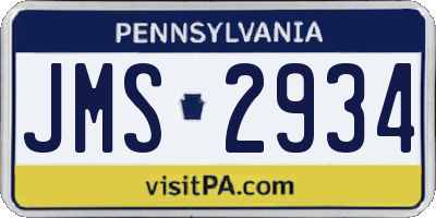 PA license plate JMS2934