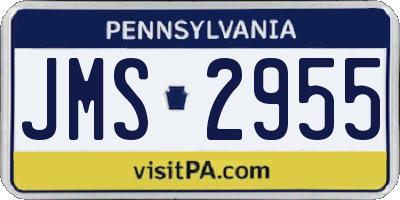 PA license plate JMS2955