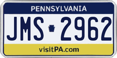 PA license plate JMS2962