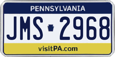 PA license plate JMS2968